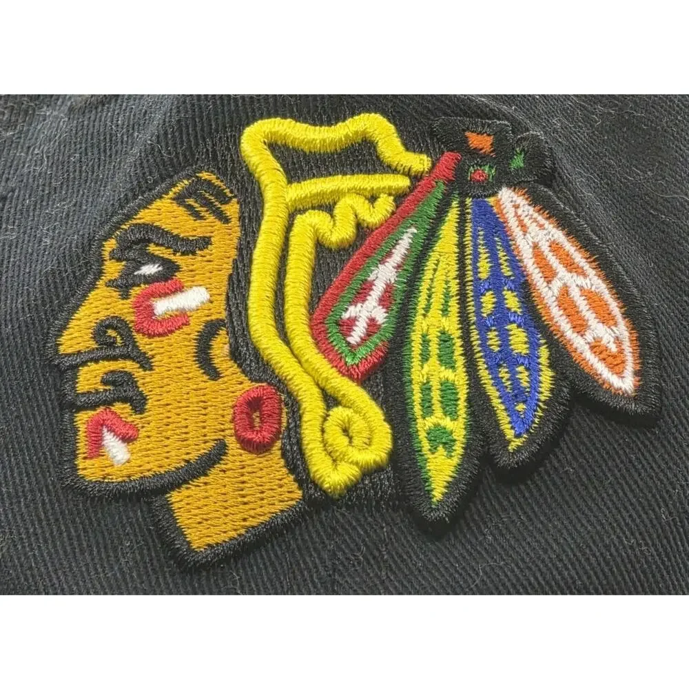 Fan Favorite Chicago Blackhawks All‎ Black Hat Adult Adjustable Clean Up Cap NHL